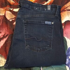 7FAM Women's Dark Blue Straight Leg  Jeans